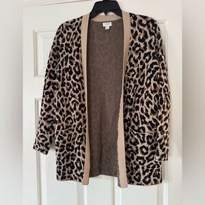 J. Crew Textured Knit Cardigan in Brown and Cream XXS